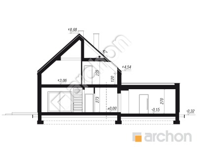 gotowy projekt Dom w jaskrzynach 2 (G2E) przekroj budynku