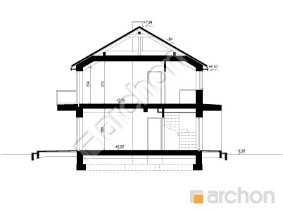 gotowy projekt Dom w pileach  (R2BE) przekroj budynku