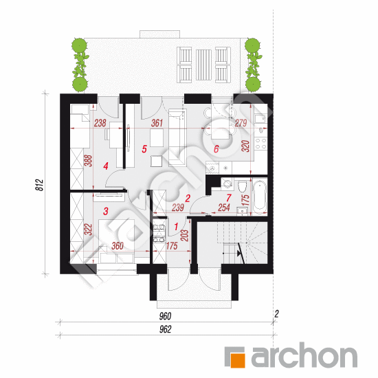 gotowy projekt Dom w pileach  (R2BE) rzut parteru