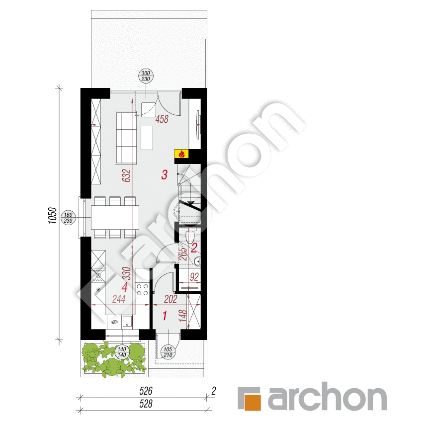 gotowy projekt Dom w riveach 4 (B) rzut parteru