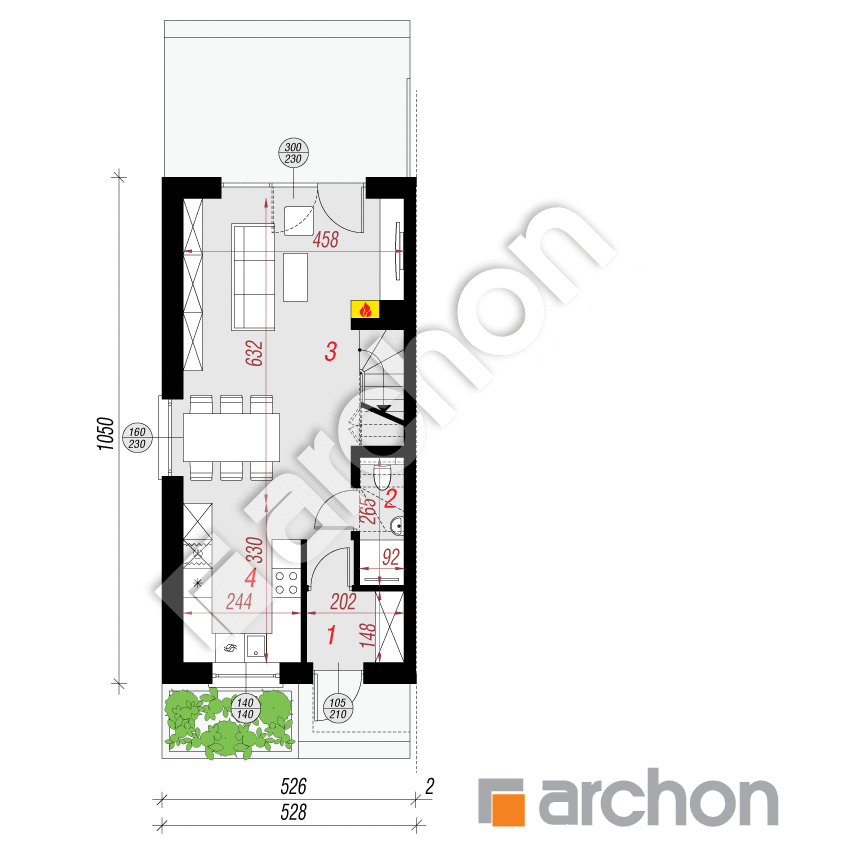 gotowy projekt Dom w riveach 4 (B) rzut parteru