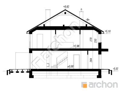 gotowy projekt Dom w riveach 4 (B) przekroj budynku