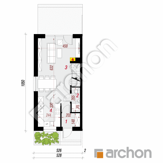 gotowy projekt Dom w riveach 4 (B) rzut parteru