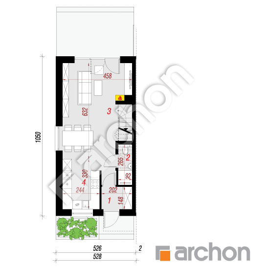 gotowy projekt Dom w riveach 4 (B) rzut parteru