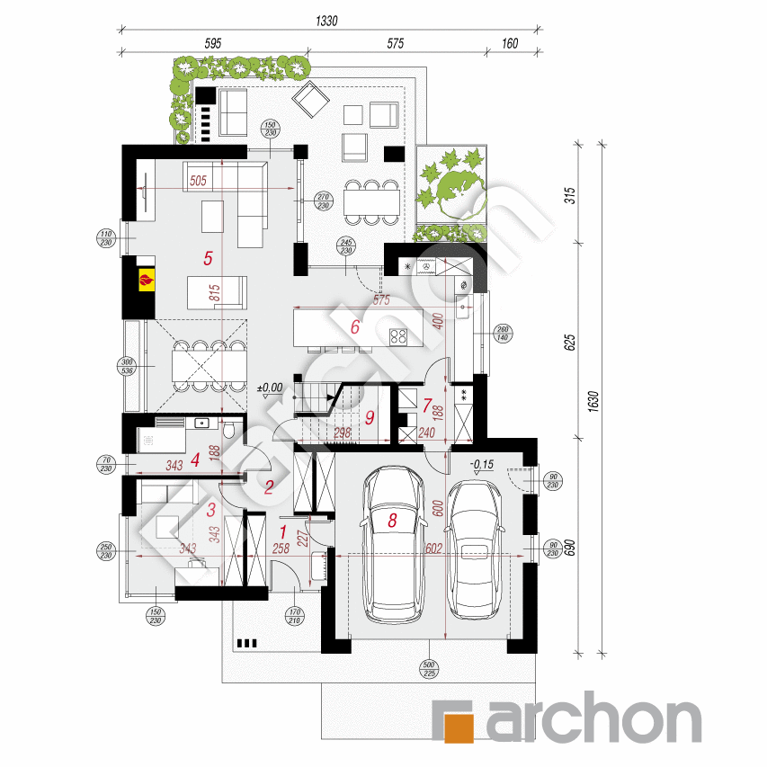 gotowy projekt Willa Noelia (G2E) rzut parteru
