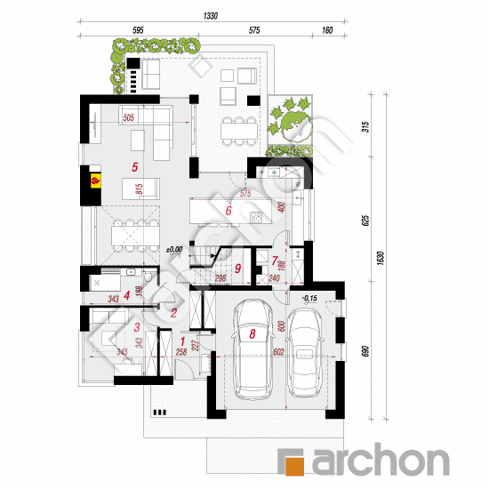 gotowy projekt Willa Noelia (G2E) rzut parteru