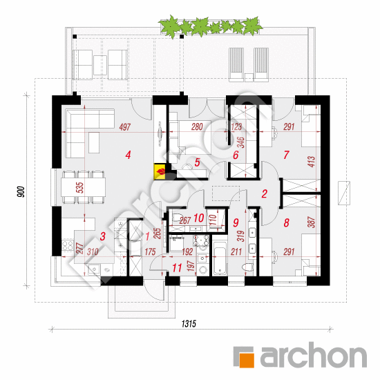 gotowy projekt Dom w kruszczykach 14 (E) OZE rzut parteru