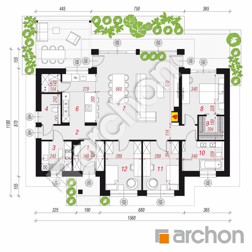 gotowy projekt Dom w angeloniach (E) rzut parteru