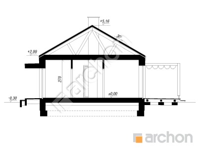 gotowy projekt Dom w kruszczykach 3 (G) przekroj budynku