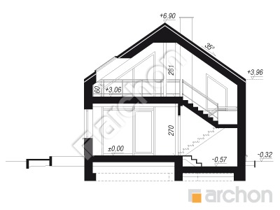 gotowy projekt Dom w kosaćcach 42 (G2E) przekroj budynku