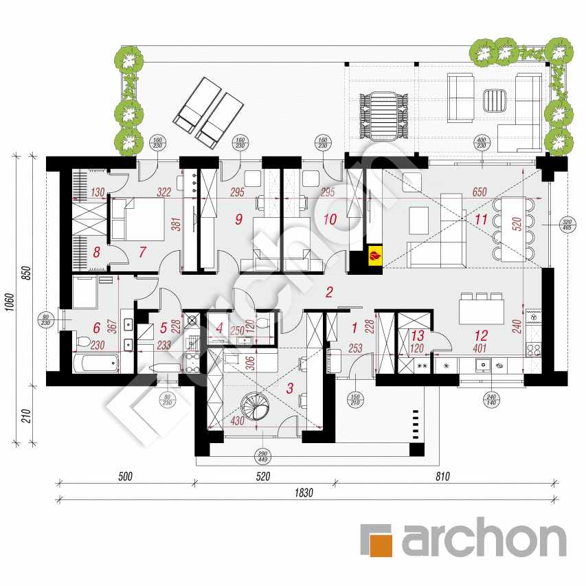 gotowy projekt Dom w fantazjach (E) rzut parteru