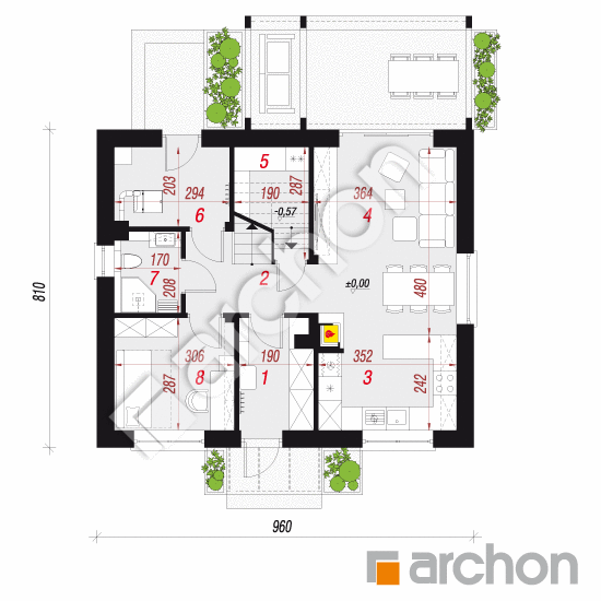 gotowy projekt Dom w zielistkach 23 (A) rzut parteru
