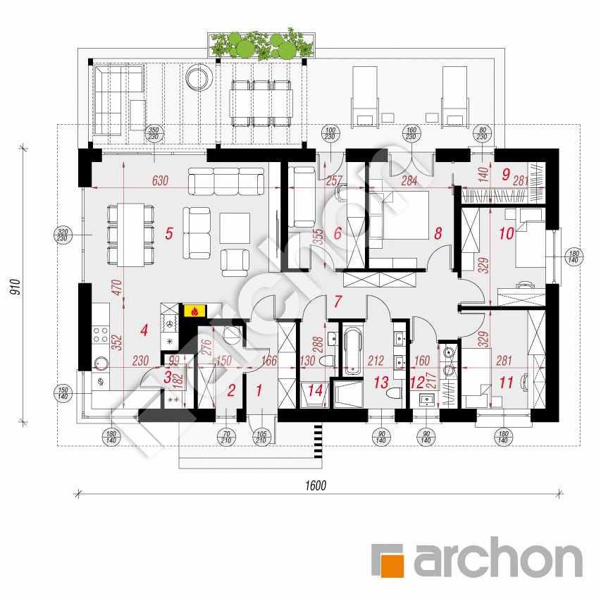 gotowy projekt Dom w mekintoszach 18 rzut parteru