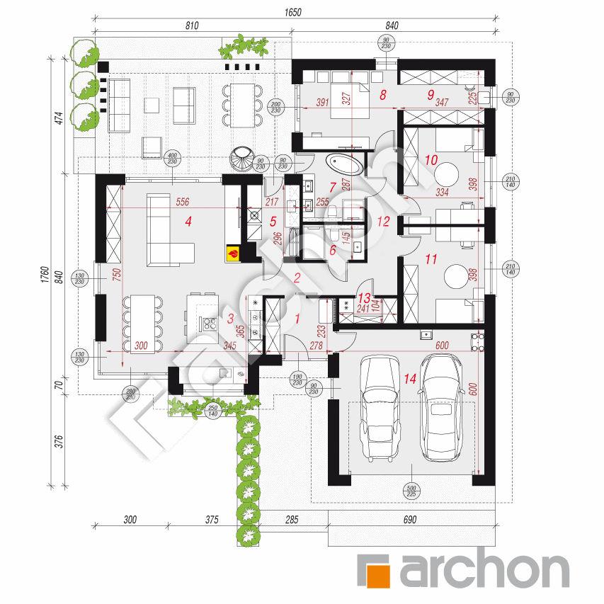 gotowy projekt Dom w saponariach (G2E) rzut parteru