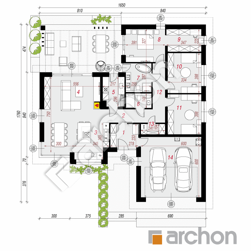 gotowy projekt Dom w saponariach (G2E) rzut parteru