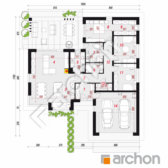 gotowy projekt Dom w saponariach (G2E) rzut parteru