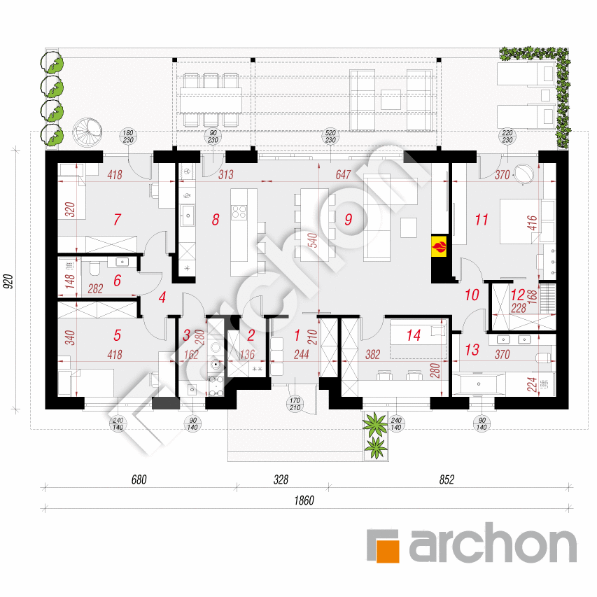 gotowy projekt Dom w wanilii 3 (E) rzut parteru