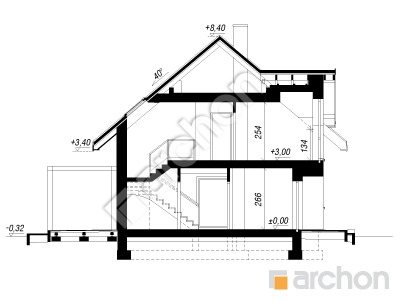 gotowy projekt Dom w jabłonkach 24 (G2) przekroj budynku