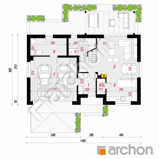 gotowy projekt Dom w jabłonkach 24 (G2) rzut parteru