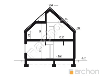 gotowy projekt Dom w amsoniach (E) OZE przekroj budynku