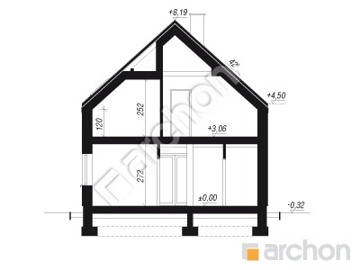 gotowy projekt Dom w amsoniach (E) OZE przekroj budynku