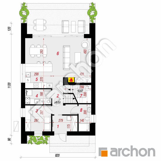 gotowy projekt Dom w amsoniach (E) OZE rzut parteru