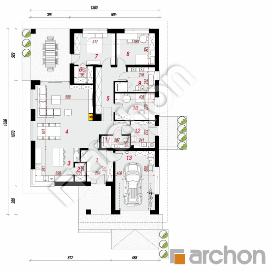gotowy projekt Dom w renklodach 15 (G) rzut parteru
