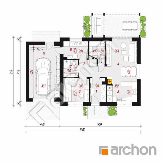 gotowy projekt Dom w zielistkach 23 (G) rzut parteru