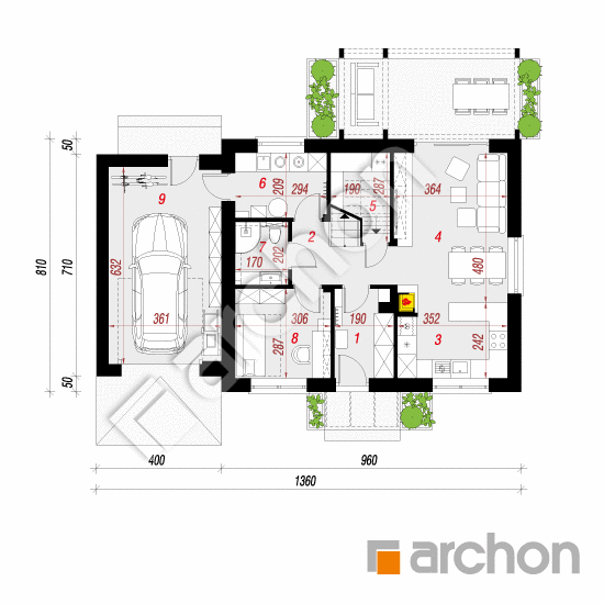 gotowy projekt Dom w zielistkach 23 (G) rzut parteru