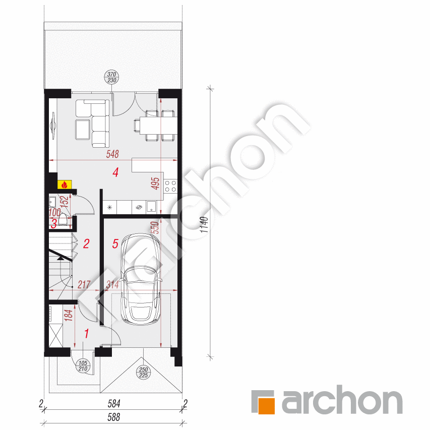 gotowy projekt Dom w riveach (GSA) rzut parteru
