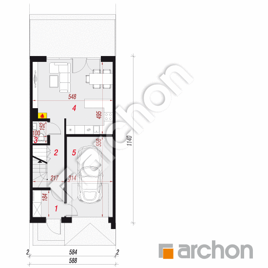 gotowy projekt Dom w riveach (GSA) rzut parteru