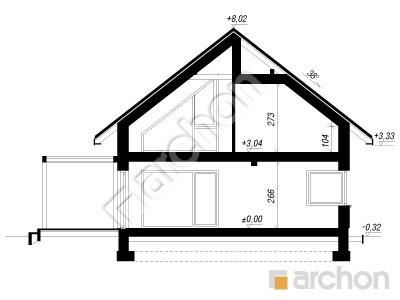 gotowy projekt Dom w kotewkach 5 (E) przekroj budynku