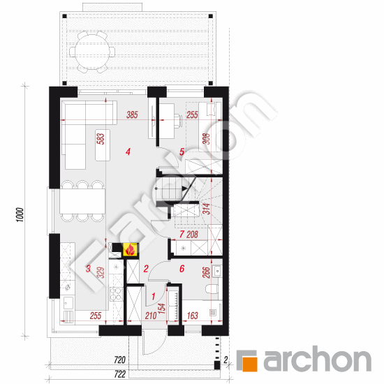 gotowy projekt Dom w ginurach (B) rzut parteru