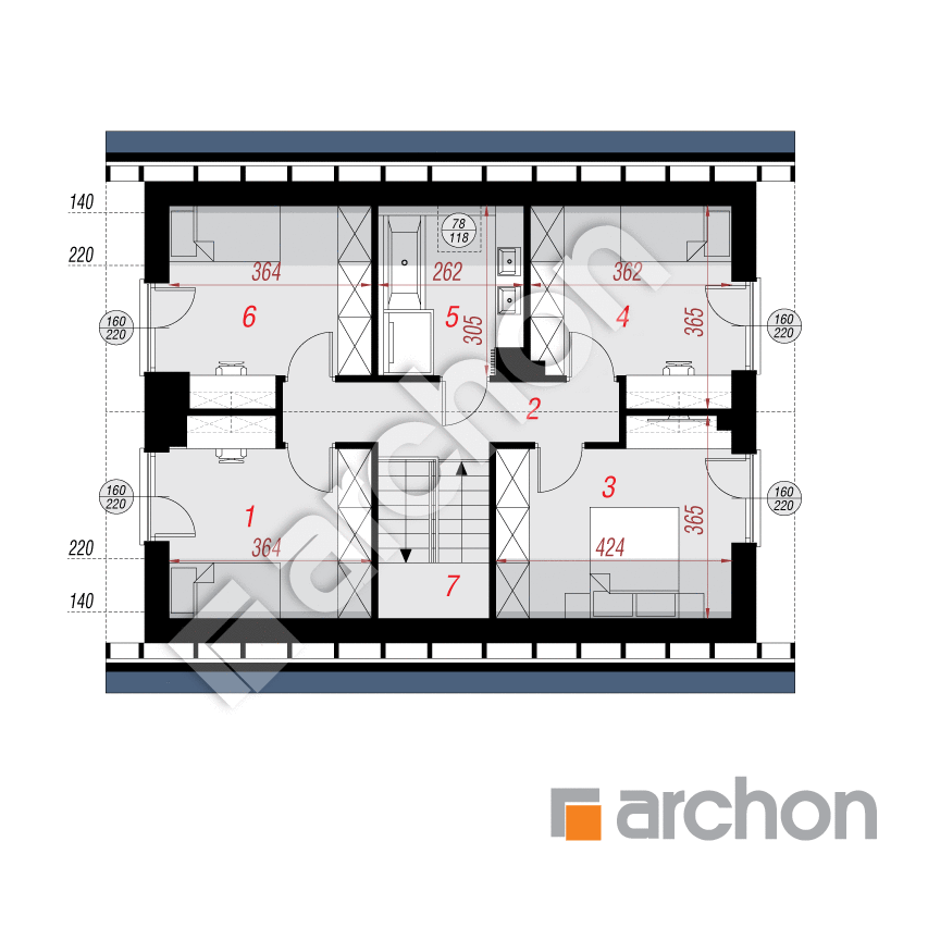 gotowy projekt Dom pod migdałowcem 4 (E) rzut poddasza