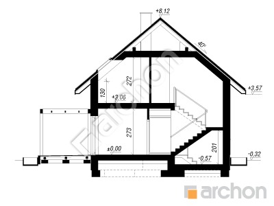 gotowy projekt Dom pod migdałowcem 4 (E) przekroj budynku