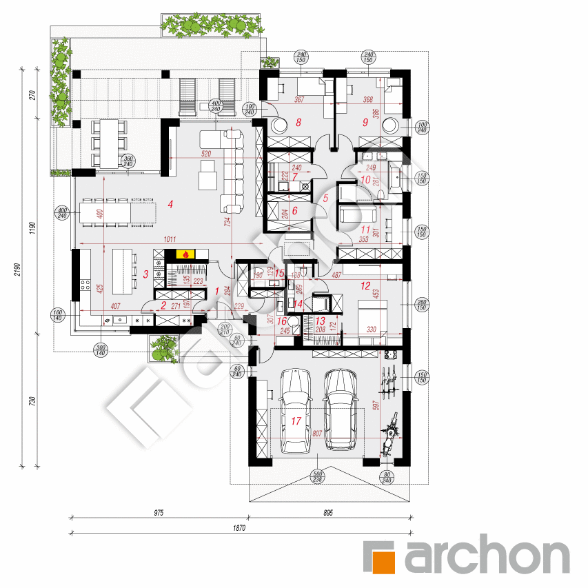 gotowy projekt Dom w przebiśniegach 19 (G2E) rzut parteru