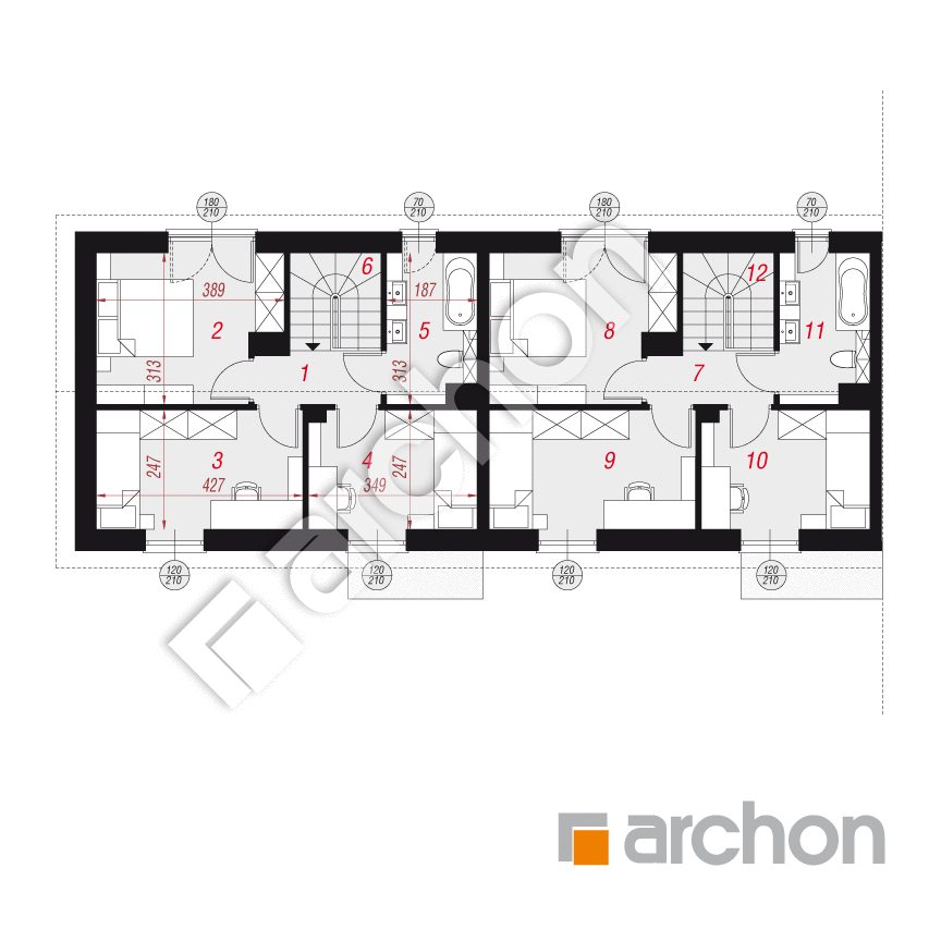 gotowy projekt Dom w everniach 4 (R2BA) rzut poddasza