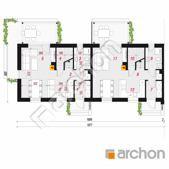 gotowy projekt Dom w everniach 4 (R2BA) rzut parteru