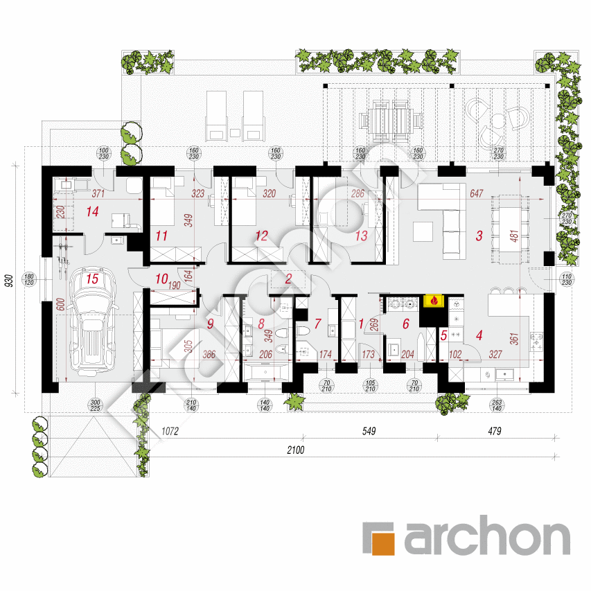 gotowy projekt Dom w kosaćcach 16 (G) rzut parteru