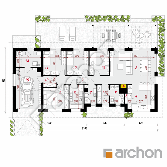 gotowy projekt Dom w kosaćcach 16 (G) rzut parteru