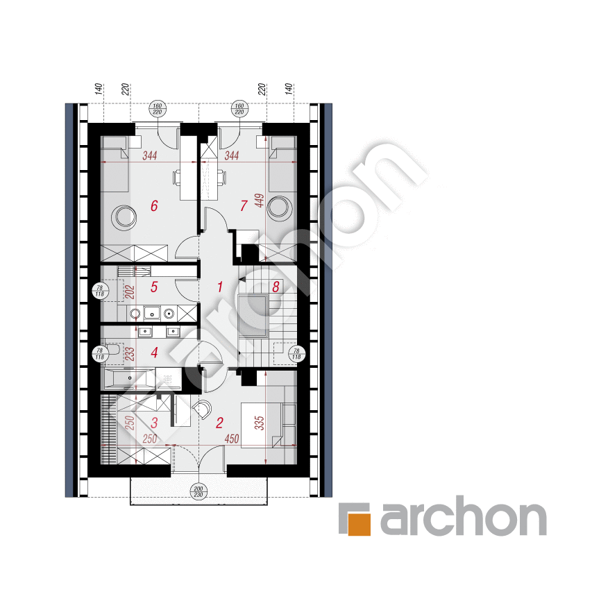 gotowy projekt Dom w marcówkach 2 (E) rzut poddasza