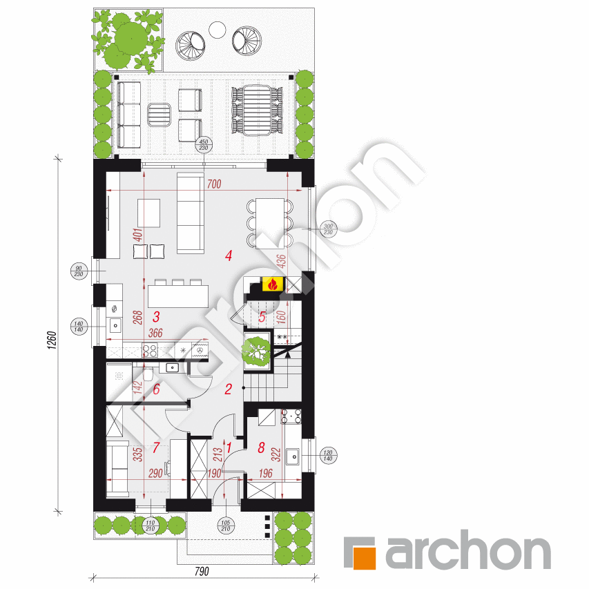 gotowy projekt Dom w marcówkach 2 (E) rzut parteru