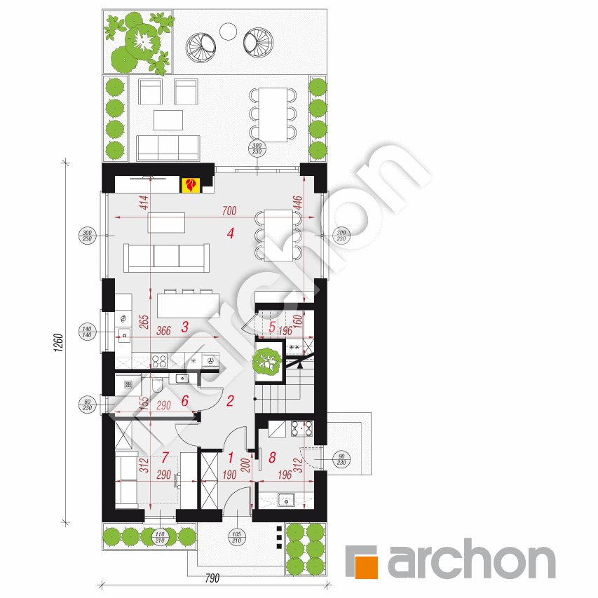 gotowy projekt Dom w marcówkach 2 (E) rzut parteru