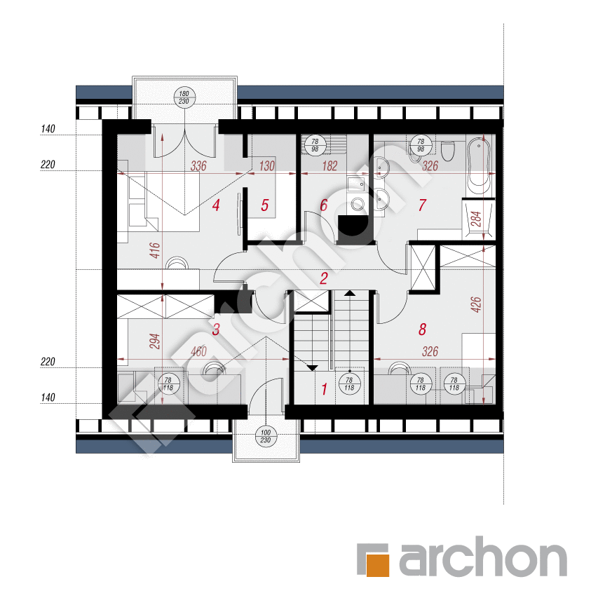 gotowy projekt Dom w zimokwiatach 2 (B) rzut poddasza
