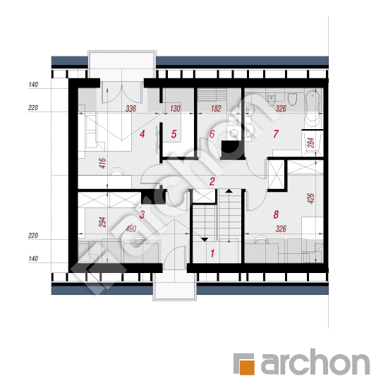 gotowy projekt Dom w zimokwiatach 2 (B) rzut poddasza