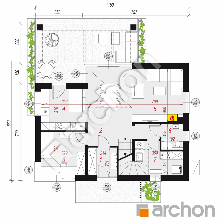 gotowy projekt Dom w pelargoniach 4 (E) OZE rzut parteru